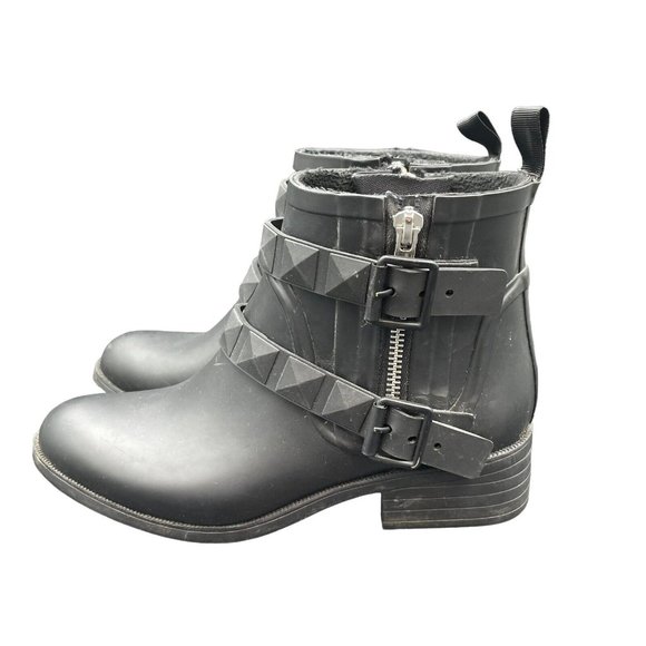 Rebecca Minkoff Black Rubber Ankle Boots Womens 6 Booties Rain Boots - Picture 3 of 7